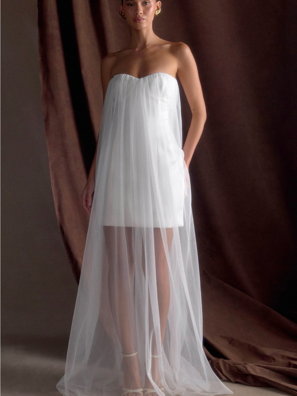 Meshki Bettany Chiffon Strapless Maxi Dress - White